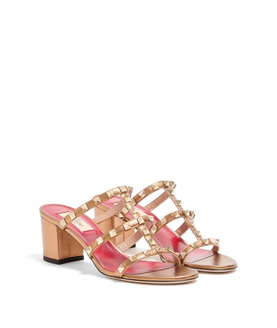 VALENTINO Золотые кожаные мюли, фото 5