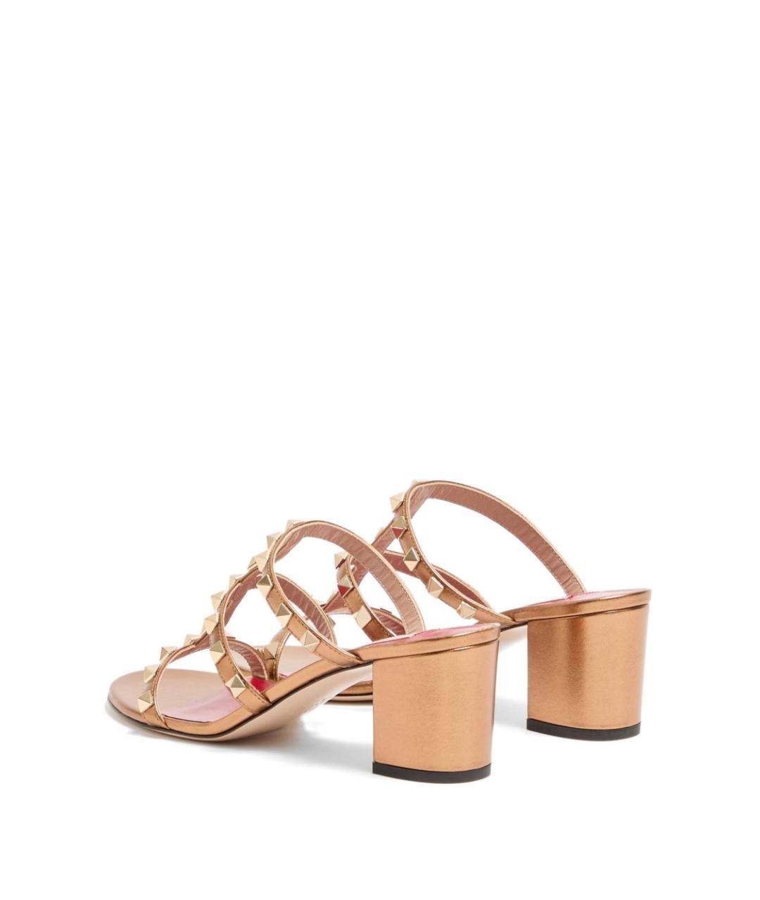 VALENTINO Золотые кожаные мюли, фото 6