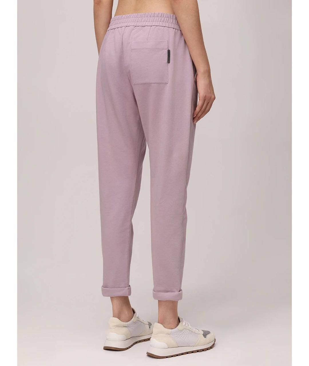 BRUNELLO CUCINELLI Фиолетовые хлопко-эластановые спортивные брюки и шорты, фото 3