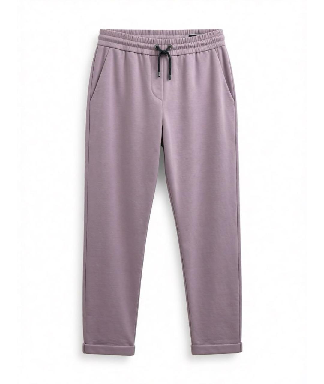 BRUNELLO CUCINELLI Фиолетовые хлопко-эластановые спортивные брюки и шорты, фото 1
