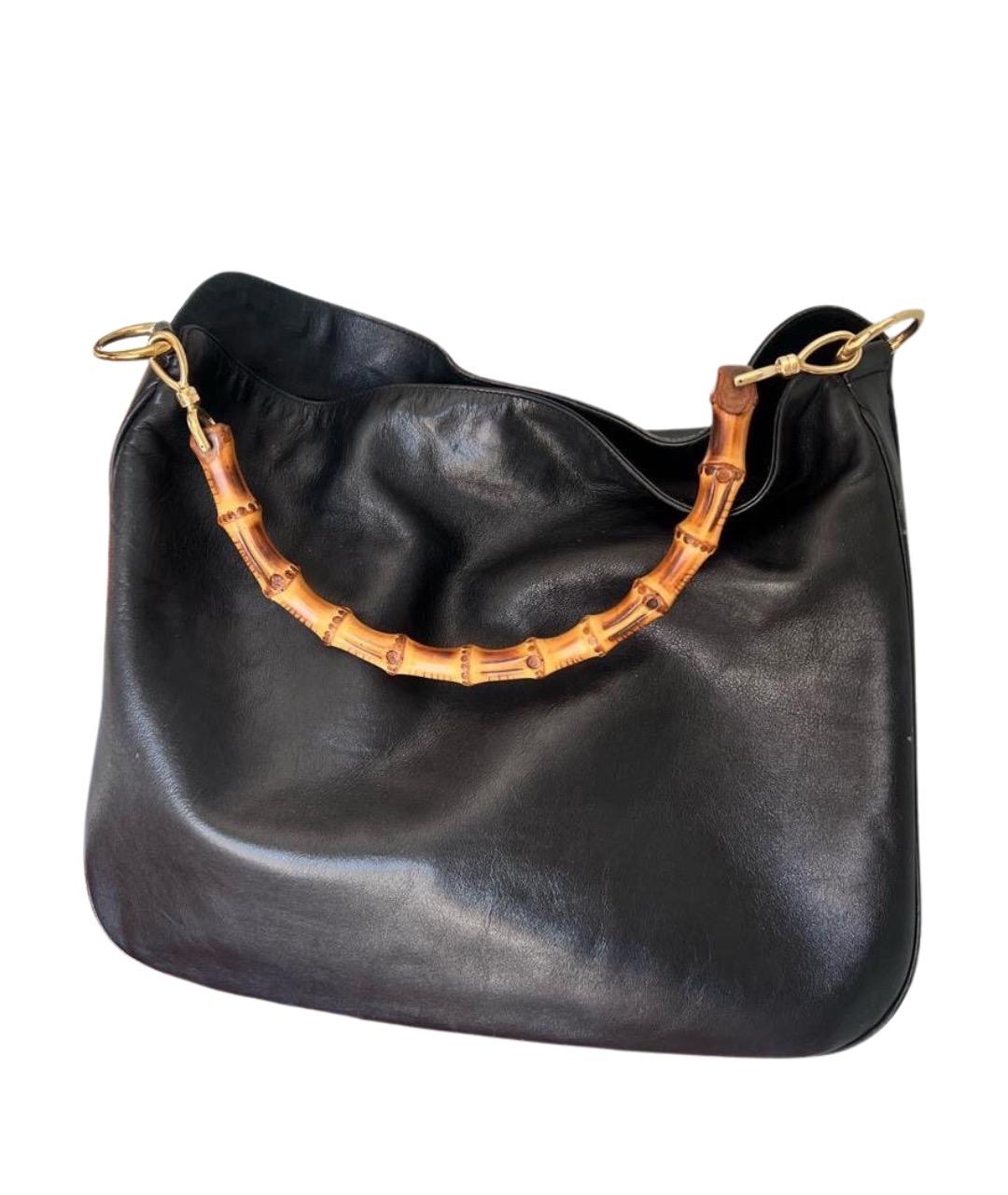 GUCCI Черная кожаная сумка с короткими ручками, фото 1