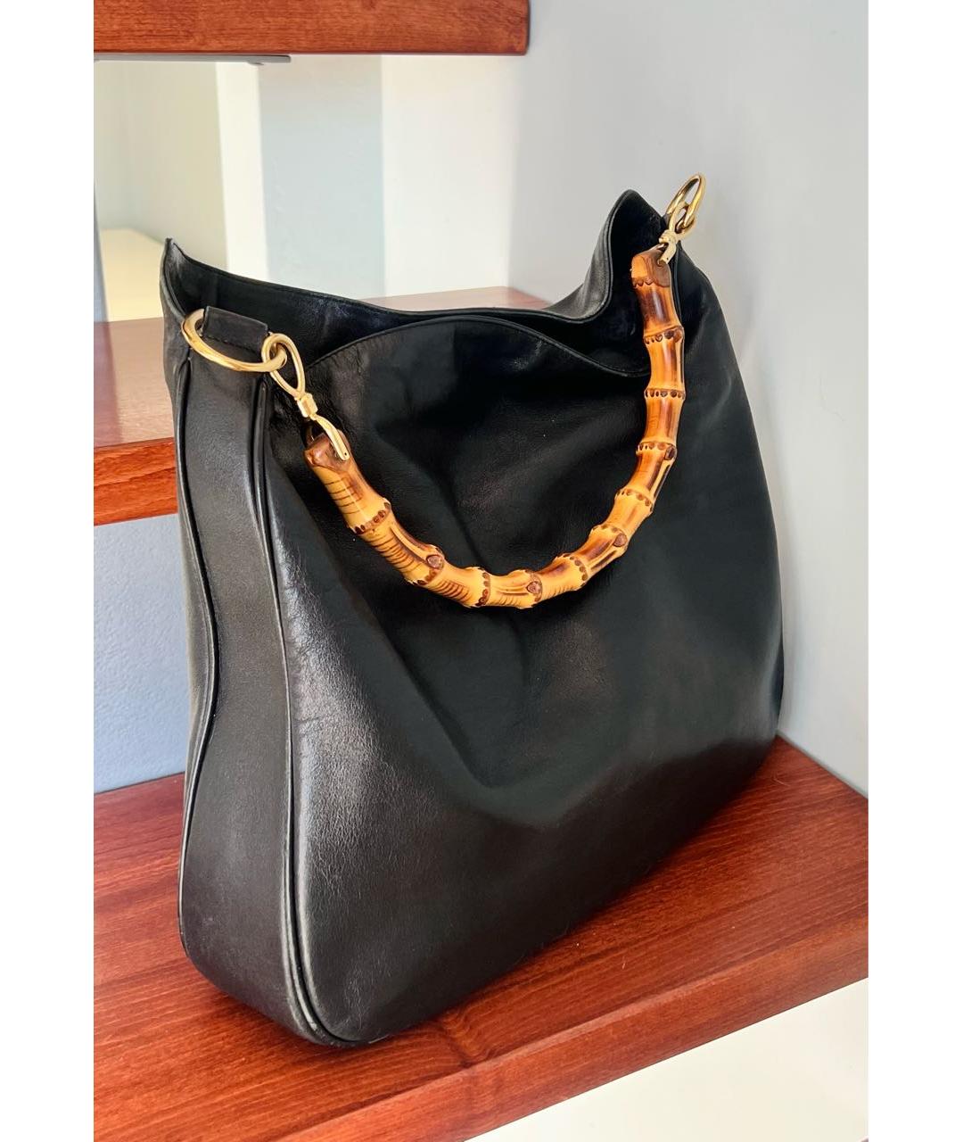 GUCCI Черная кожаная сумка с короткими ручками, фото 2