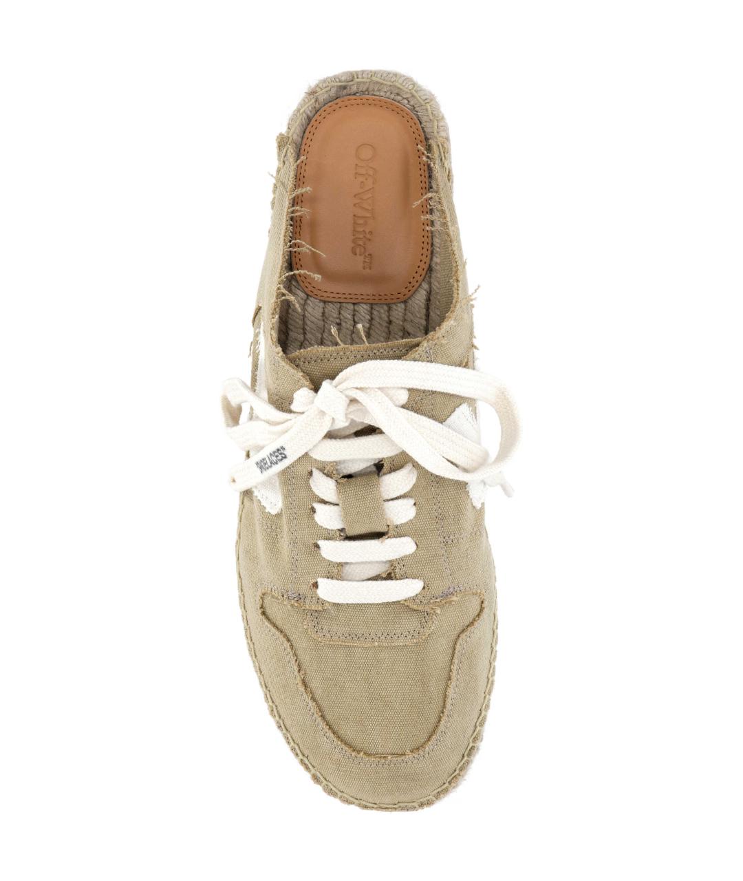 OFF-WHITE Бежевые текстильные мюли, фото 4