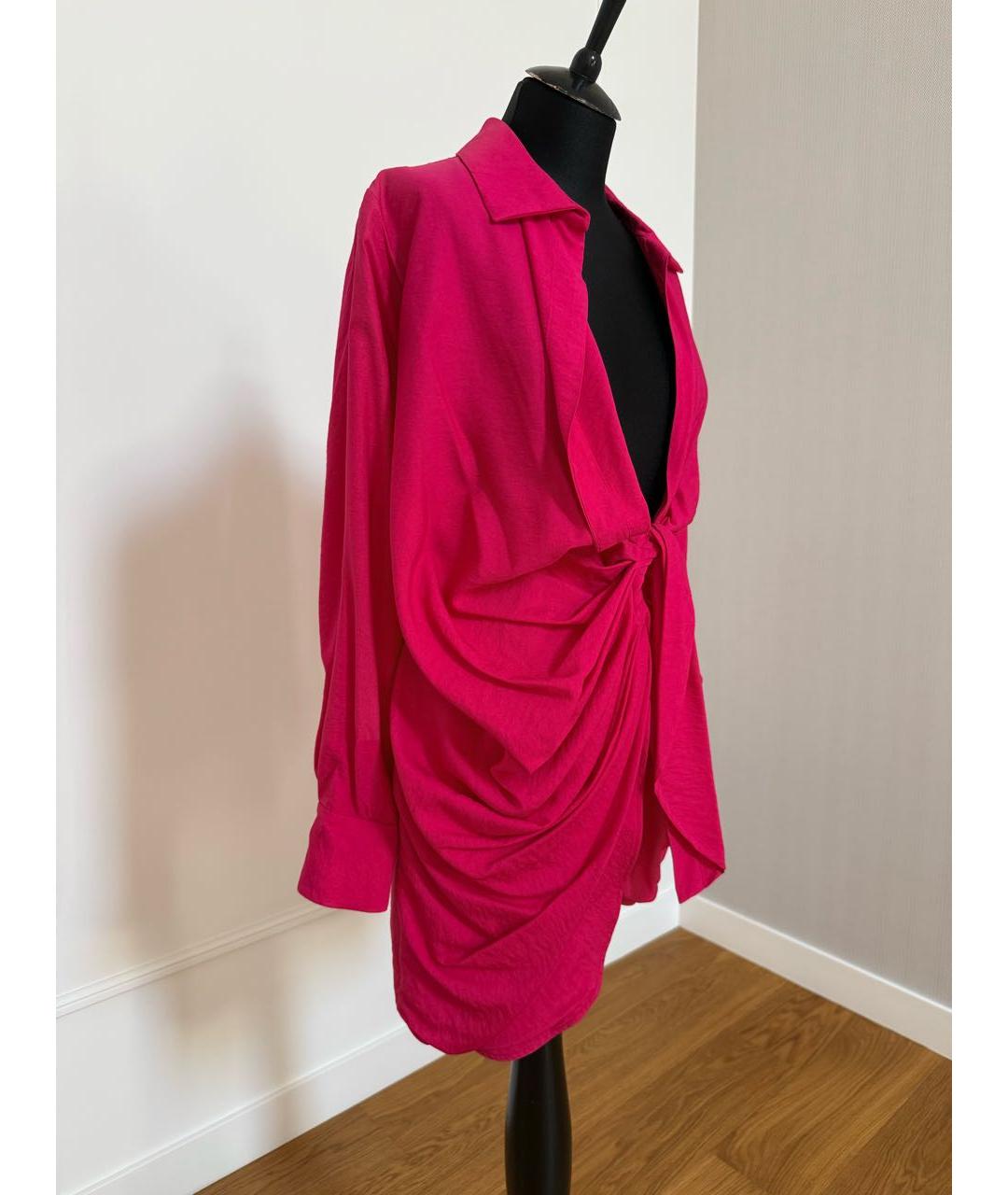 JACQUEMUS Фуксия хлопковое платье, фото 3