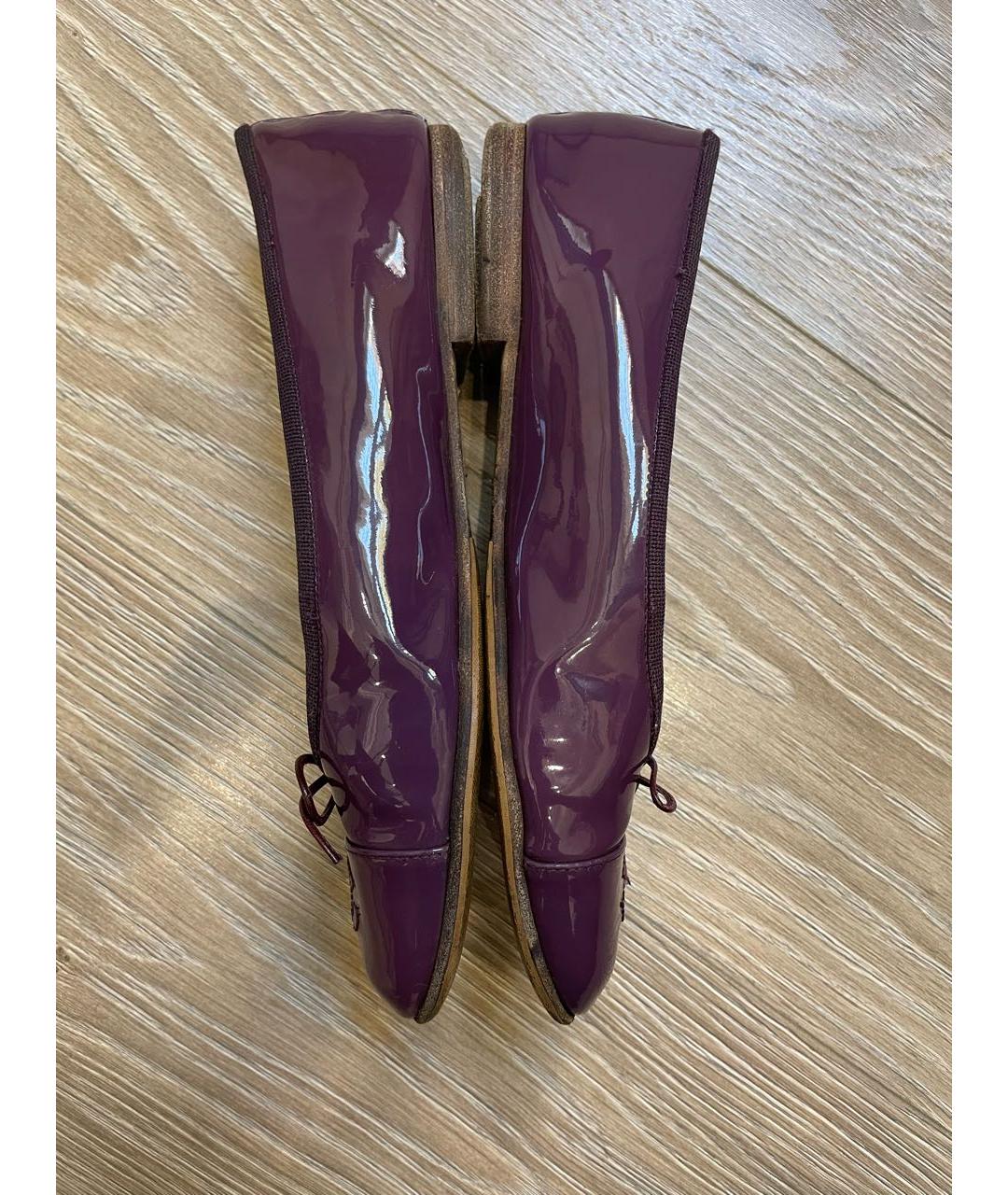 CHANEL Фиолетовые балетки из лакированной кожи, фото 4
