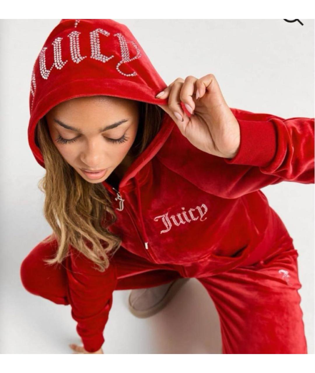 JUICY COUTURE Красный велюровый спортивные костюмы, фото 5