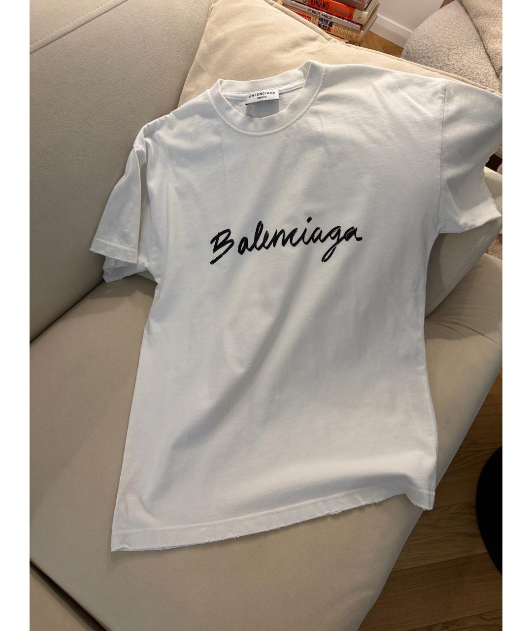 BALENCIAGA Белая хлопковая футболка, фото 6
