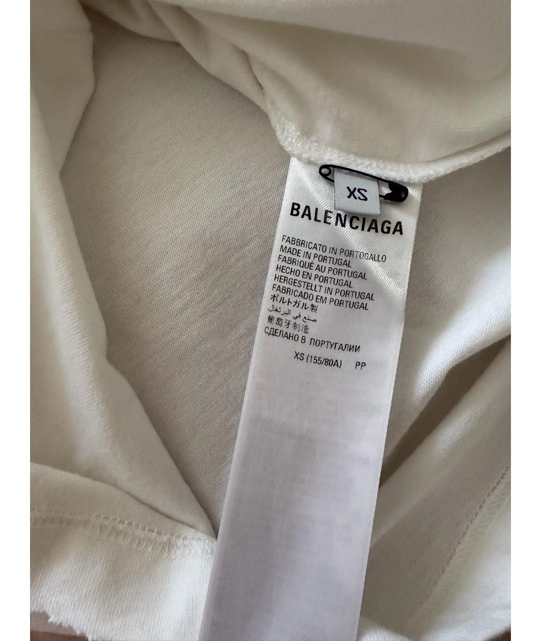 BALENCIAGA Белая хлопковая футболка, фото 7