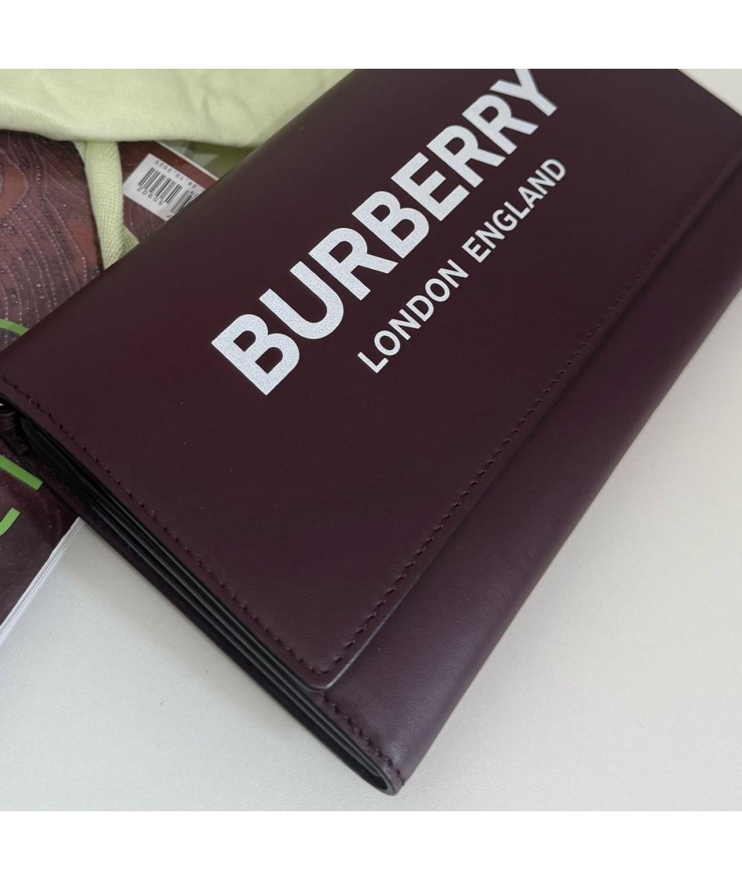 BURBERRY Бордовая кожаная сумка через плечо, фото 4