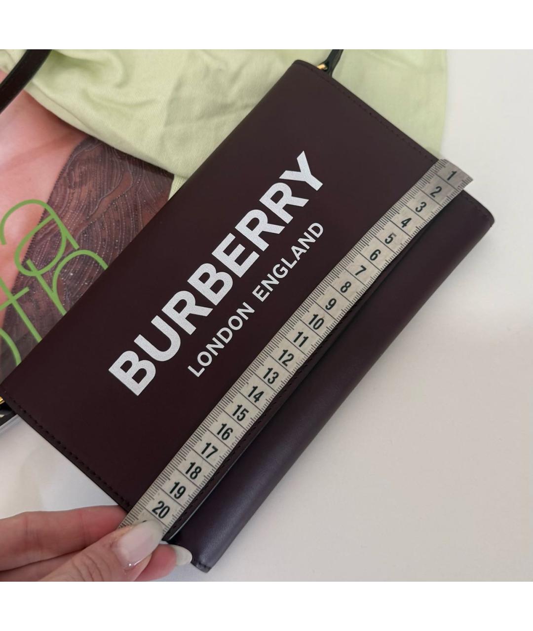 BURBERRY Бордовая кожаная сумка через плечо, фото 8