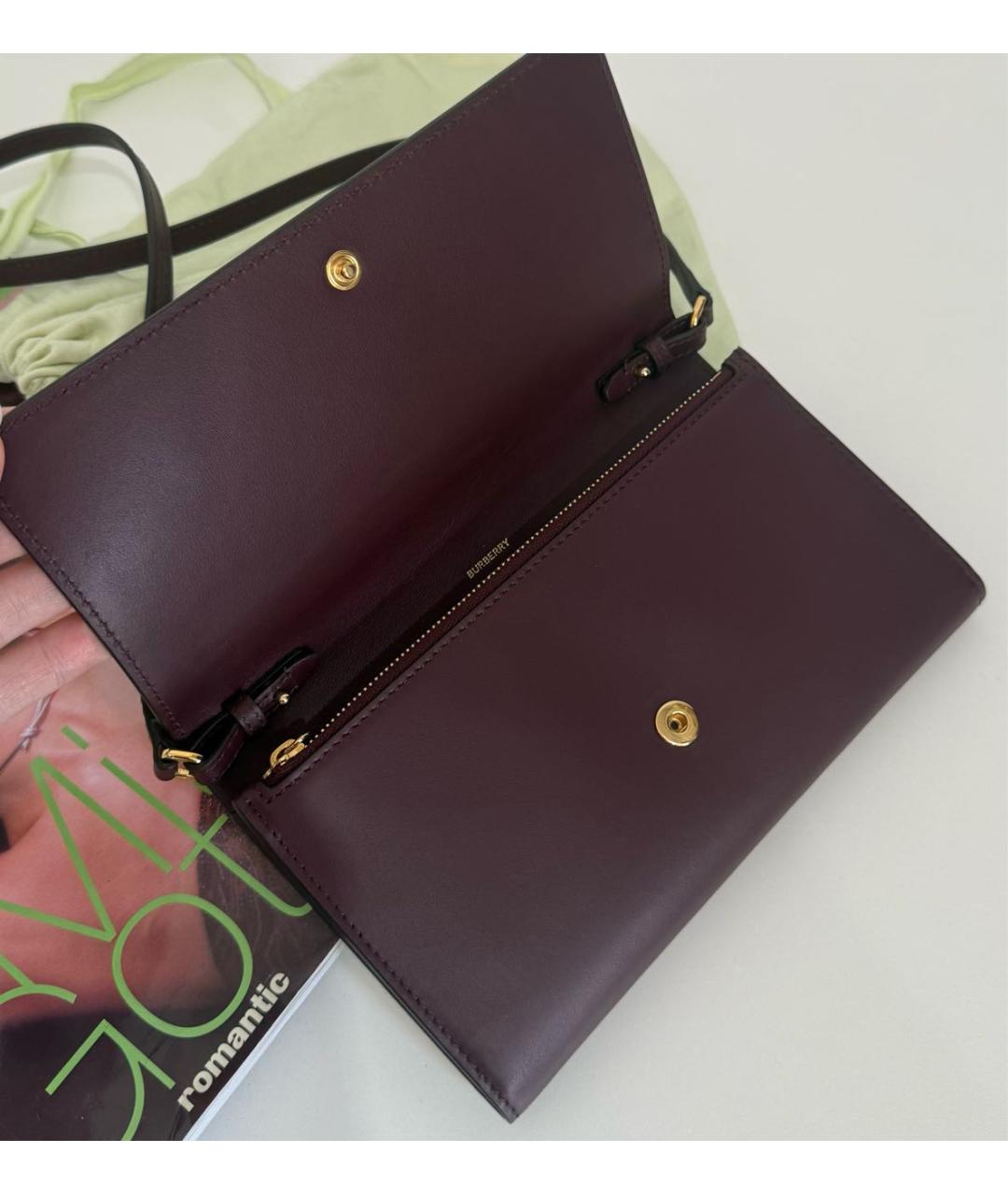 BURBERRY Бордовая кожаная сумка через плечо, фото 5