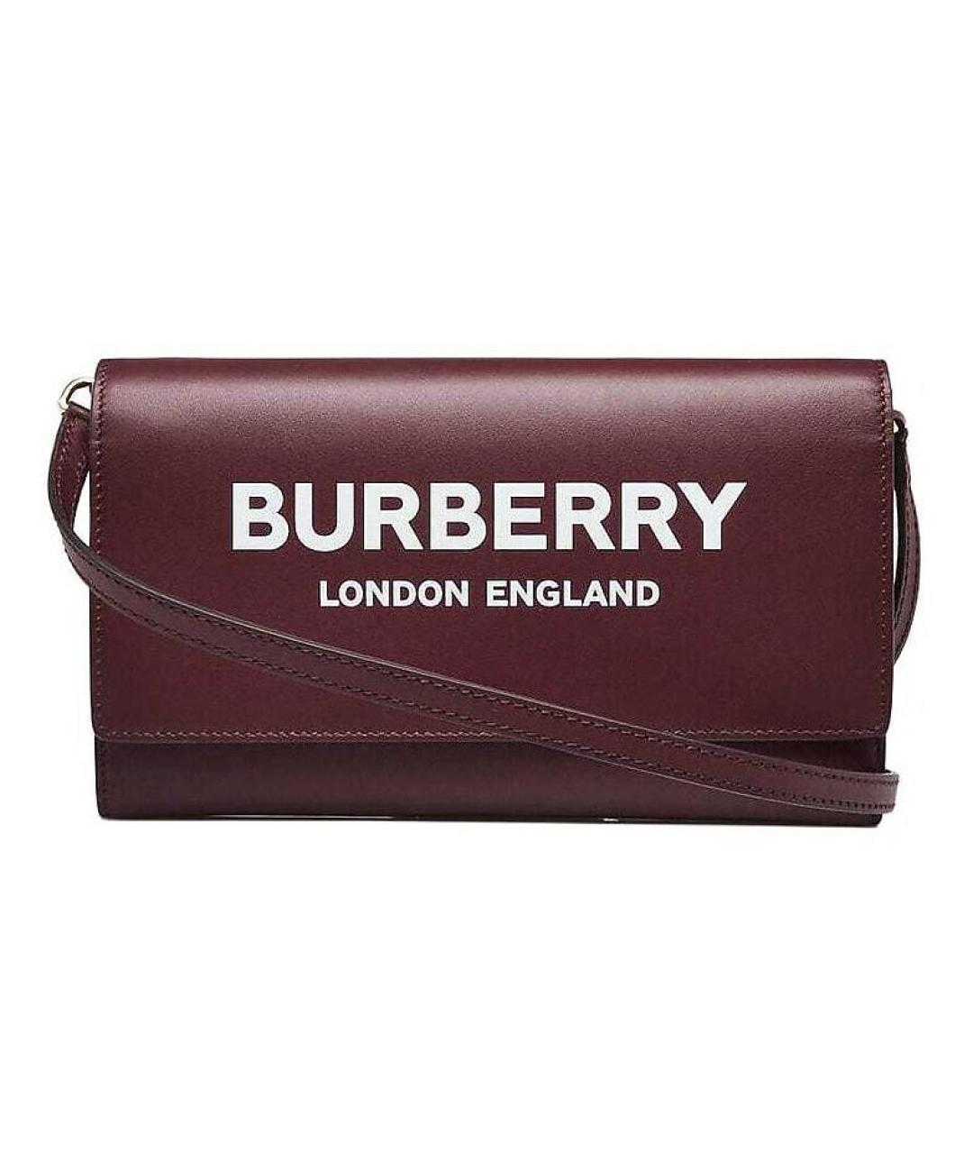 BURBERRY Бордовая кожаная сумка через плечо, фото 9