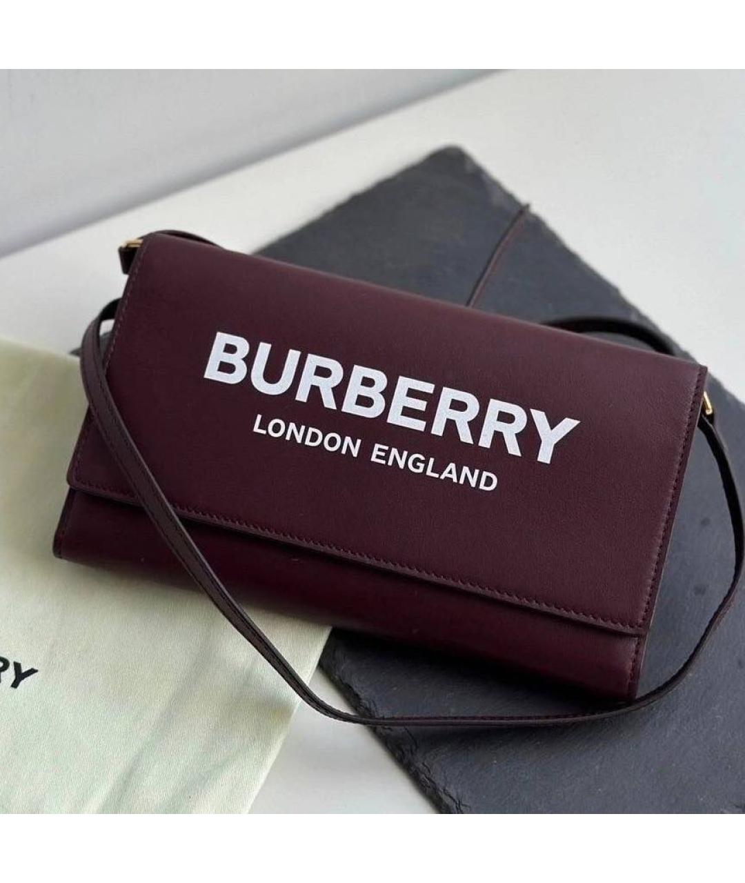 BURBERRY Бордовая кожаная сумка через плечо, фото 2