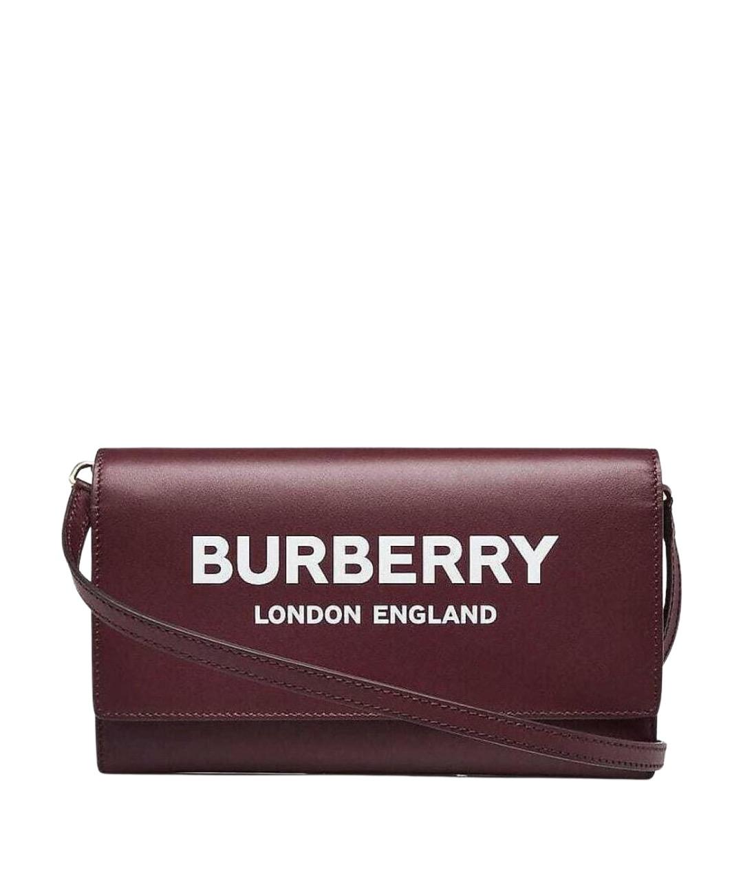 BURBERRY Бордовая кожаная сумка через плечо, фото 1