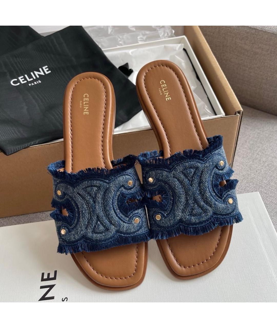 CELINE Синие шлепанцы, фото 8