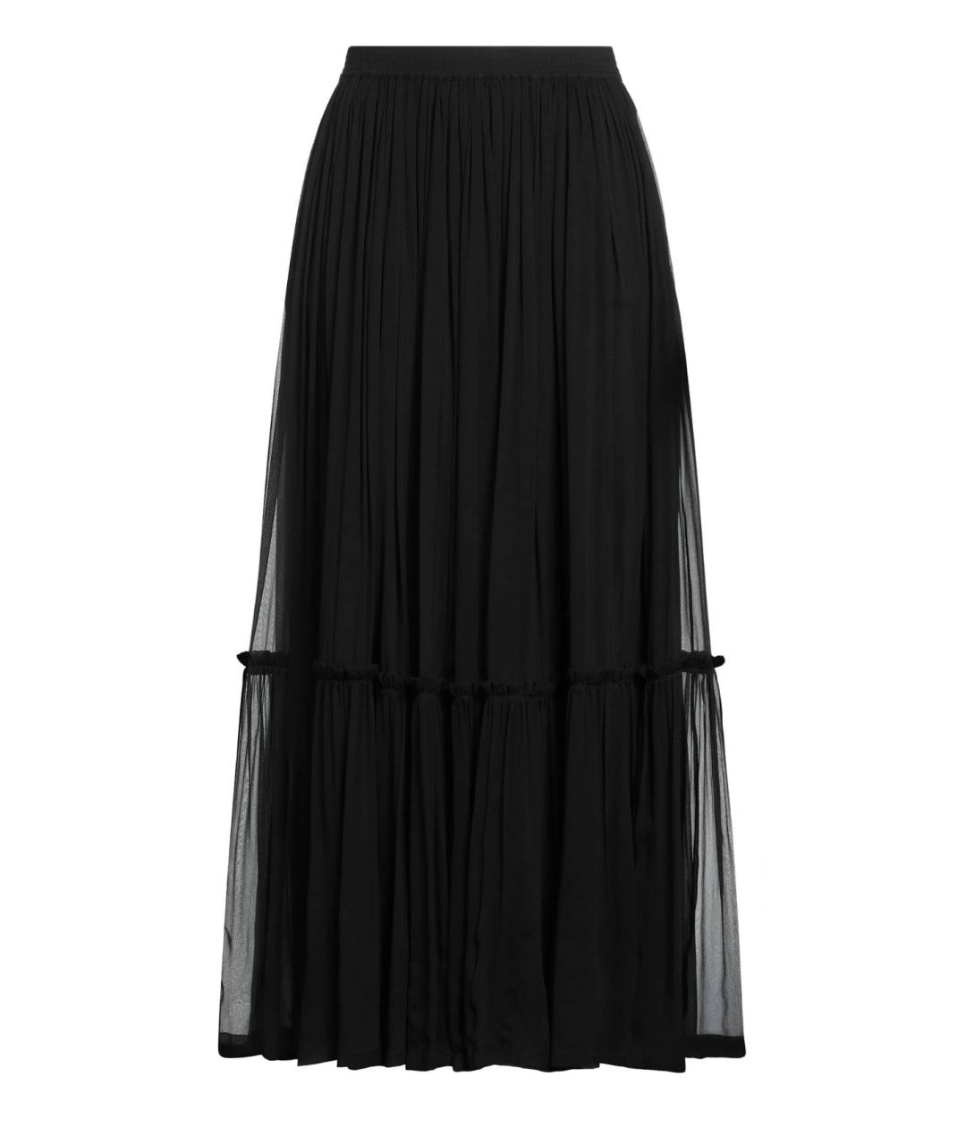SAINT LAURENT Черная шелковая юбка миди, фото 1