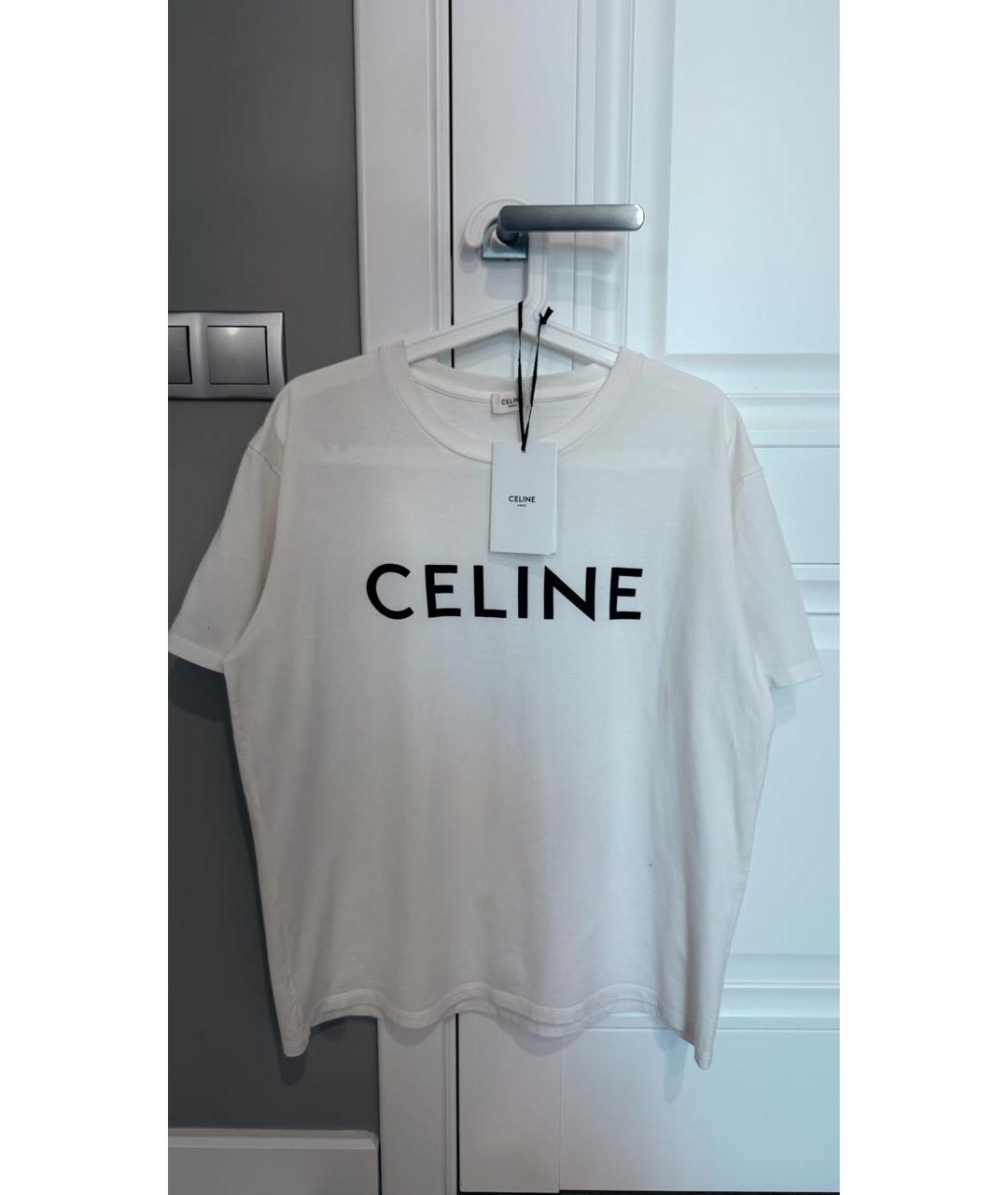 CELINE Белая хлопковая футболка, фото 5