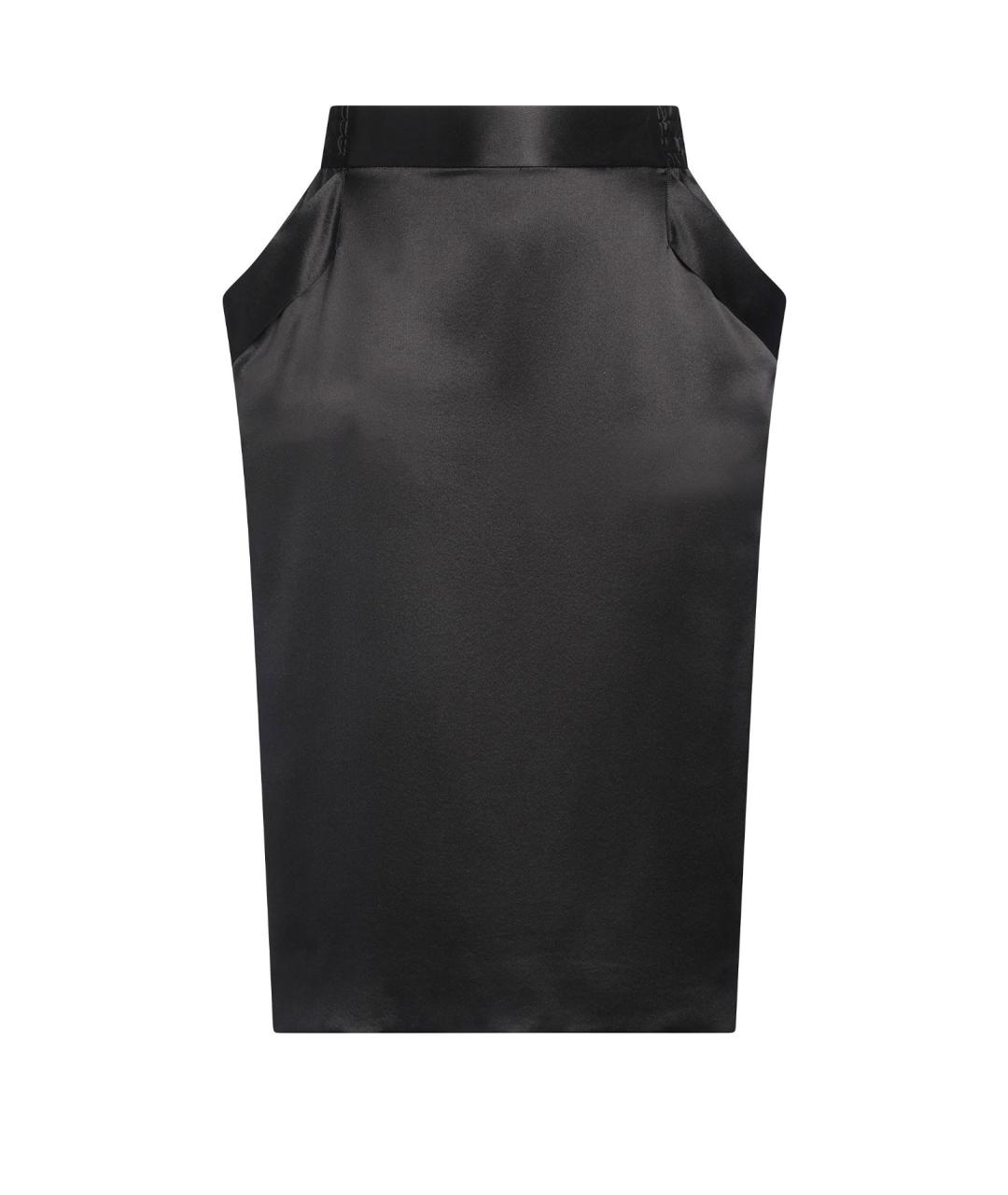 SAINT LAURENT Черная шелковая юбка миди, фото 1