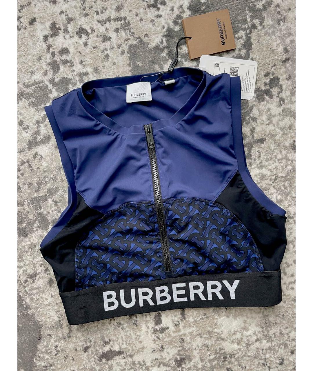 BURBERRY Темно-синяя полиамидовая майка, фото 5