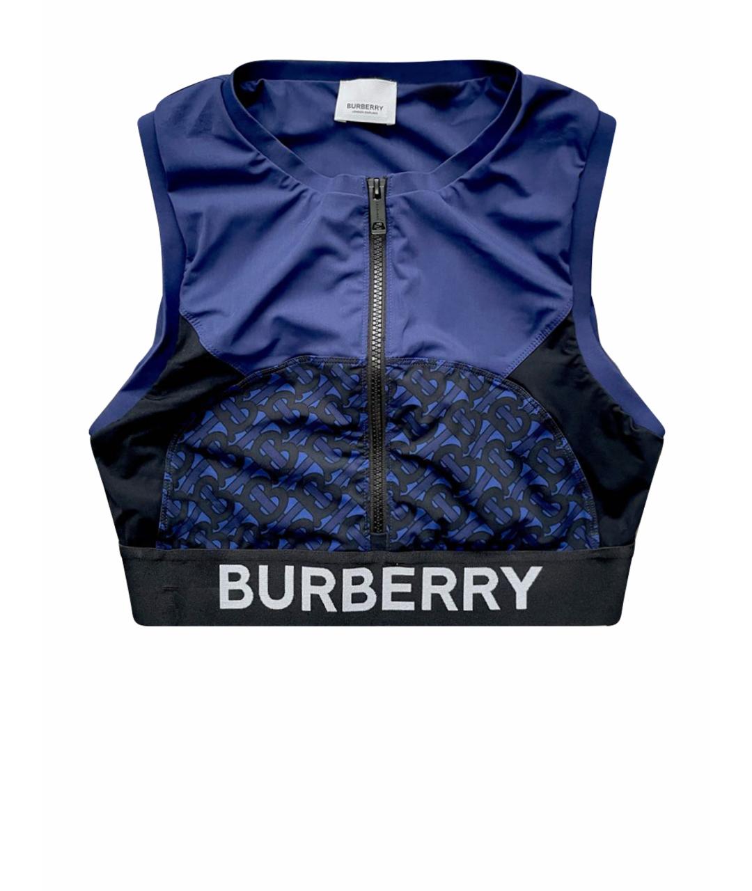 BURBERRY Темно-синяя полиамидовая майка, фото 1