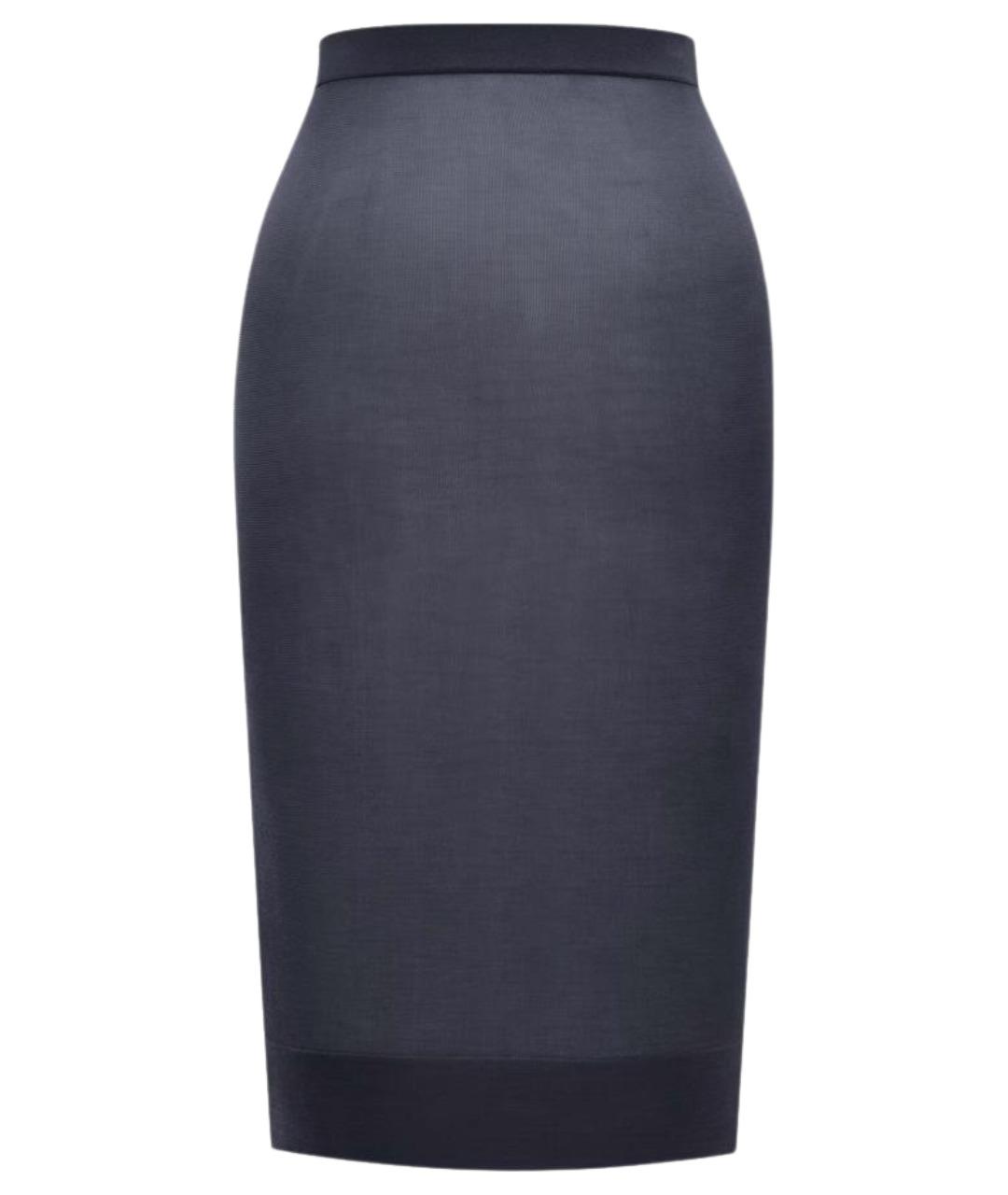 SAINT LAURENT Темно-синяя вискозная юбка миди, фото 1