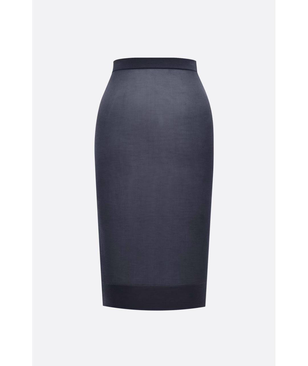SAINT LAURENT Темно-синяя вискозная юбка миди, фото 4
