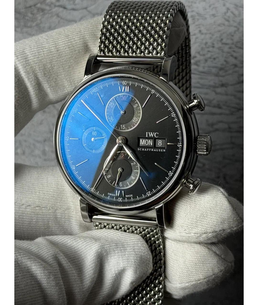 IWC Schaffhausen Черные металлические часы, фото 3