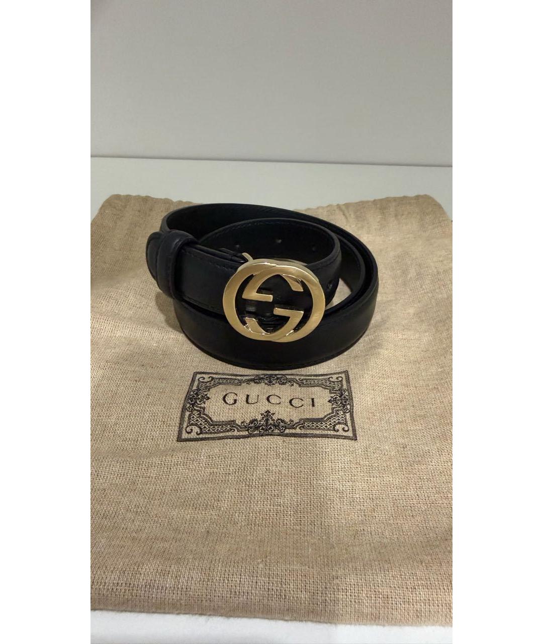 GUCCI Черный кожаный ремень, фото 4