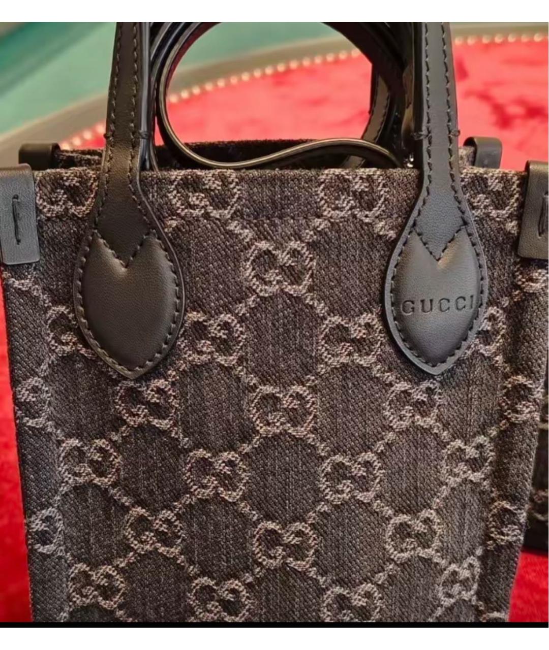 GUCCI Черная деним сумка тоут, фото 7