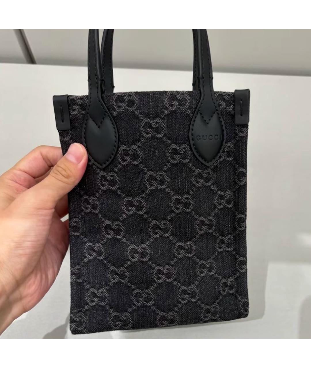 GUCCI Черная деним сумка тоут, фото 8