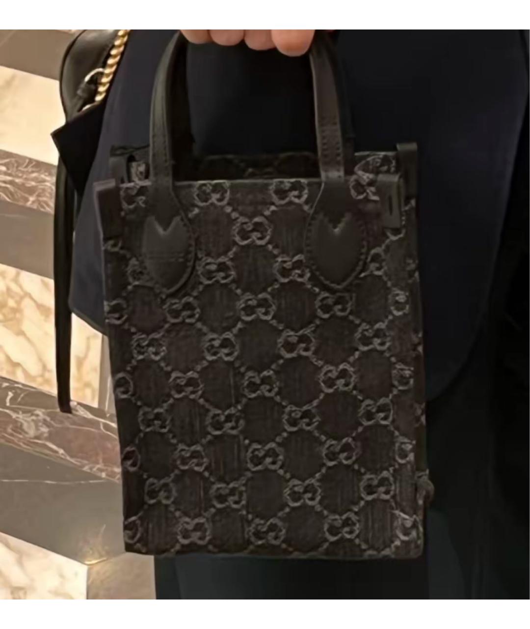 GUCCI Черная деним сумка тоут, фото 5