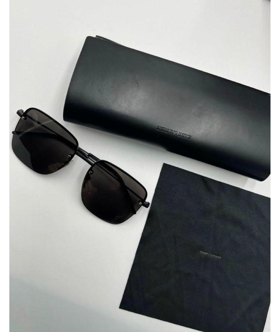 SAINT LAURENT Черные металлические солнцезащитные очки, фото 2