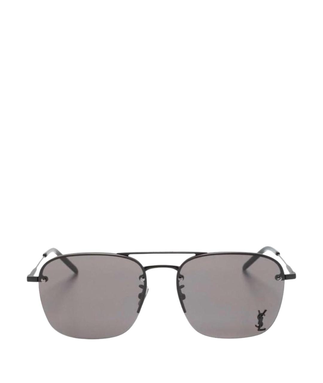 SAINT LAURENT Черные металлические солнцезащитные очки, фото 1