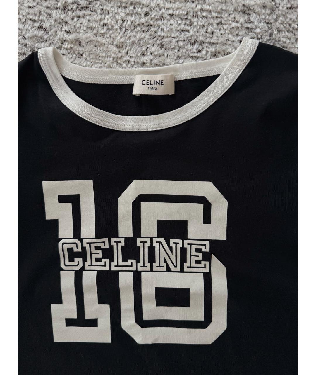 CELINE Черная хлопковая футболка, фото 2
