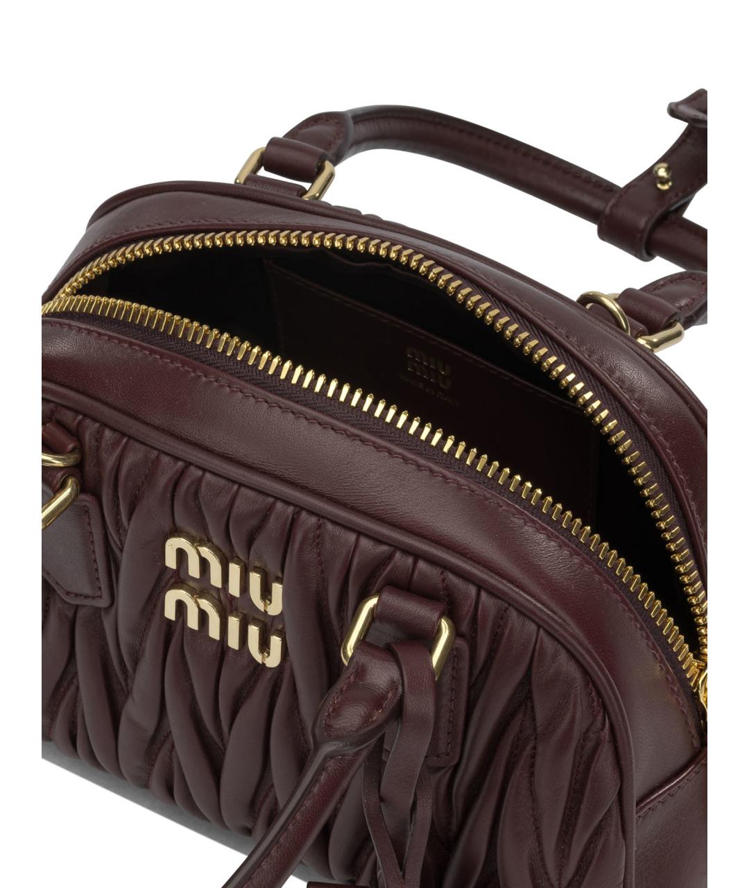 MIU MIU Бордовая кожаная сумка тоут, фото 5
