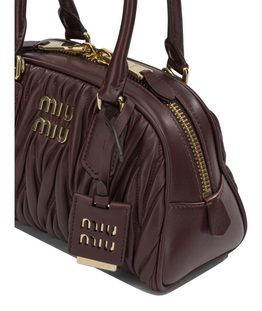 MIU MIU Бордовая кожаная сумка тоут, фото 4
