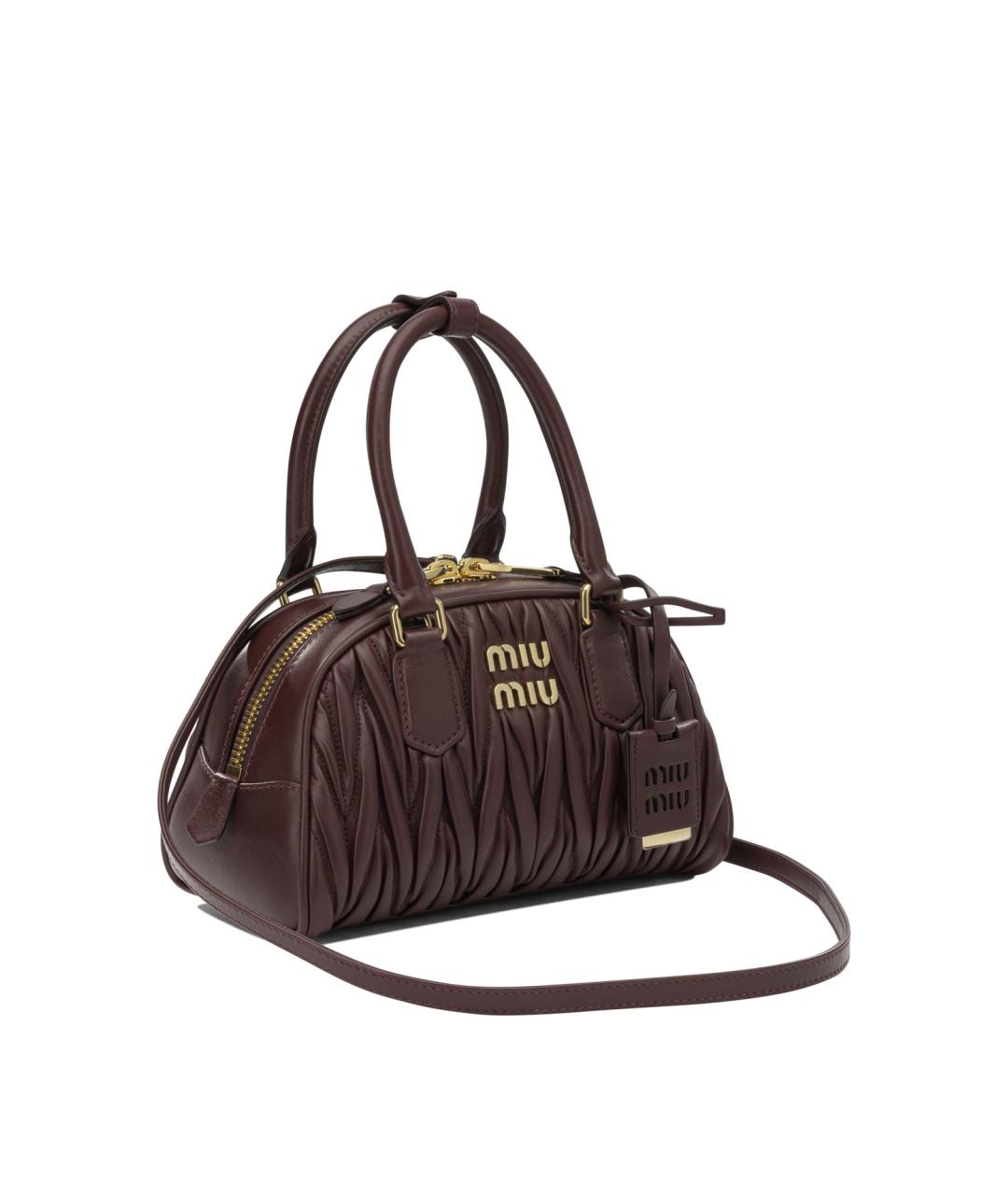 MIU MIU Бордовая кожаная сумка тоут, фото 2