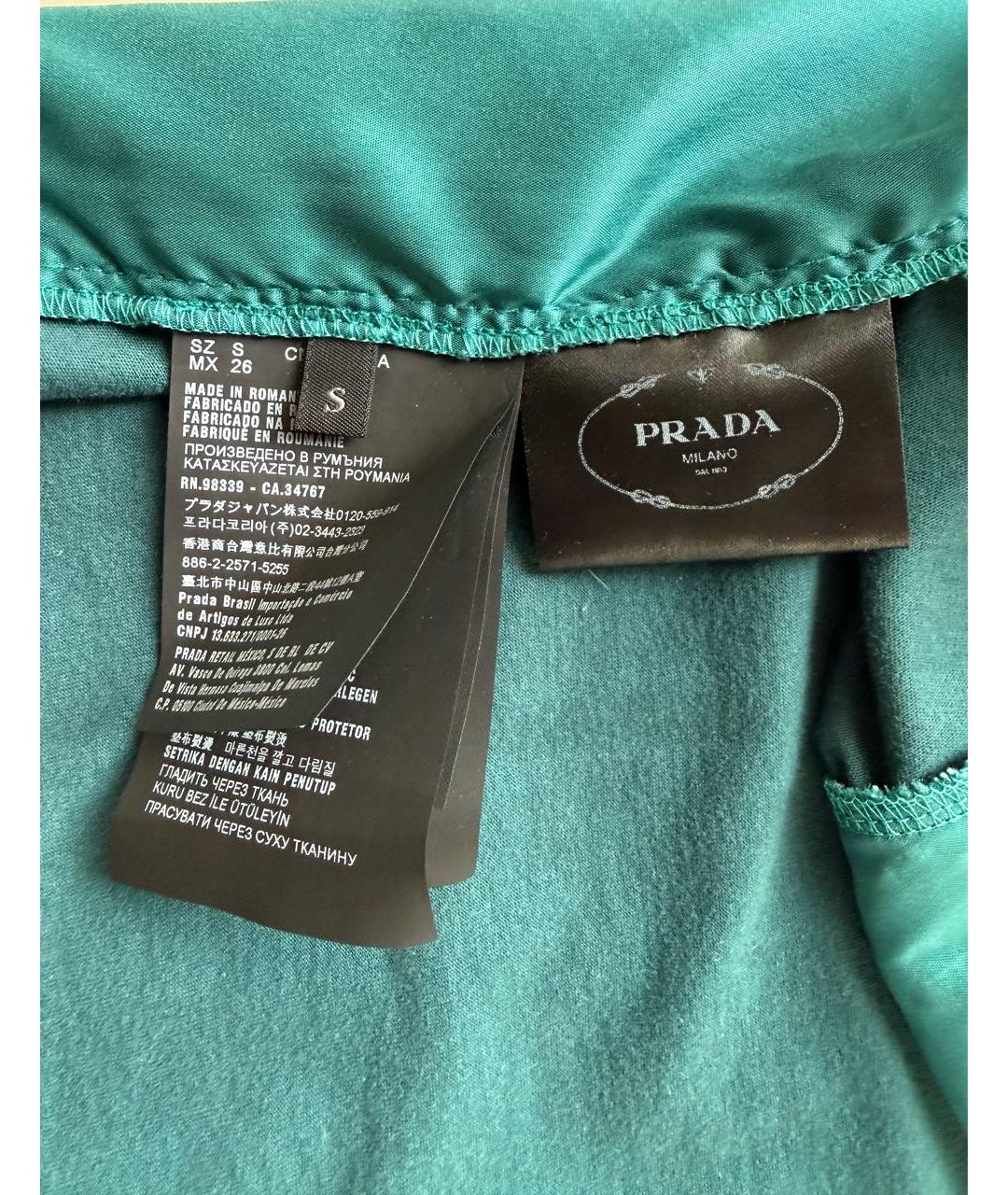 PRADA Бирюзовая хлопко-эластановая футболка, фото 5