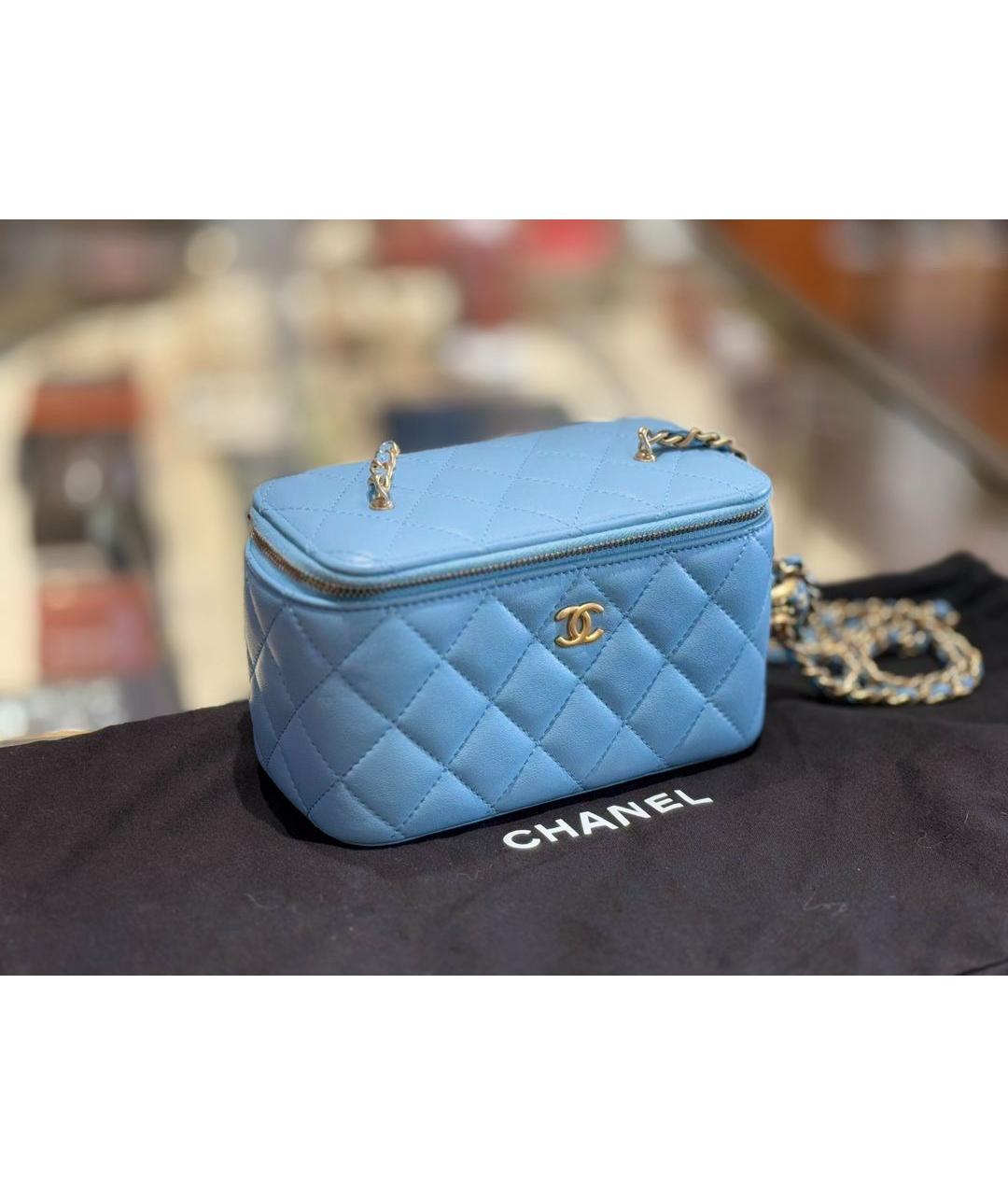CHANEL Голубая кожаная сумка через плечо, фото 5