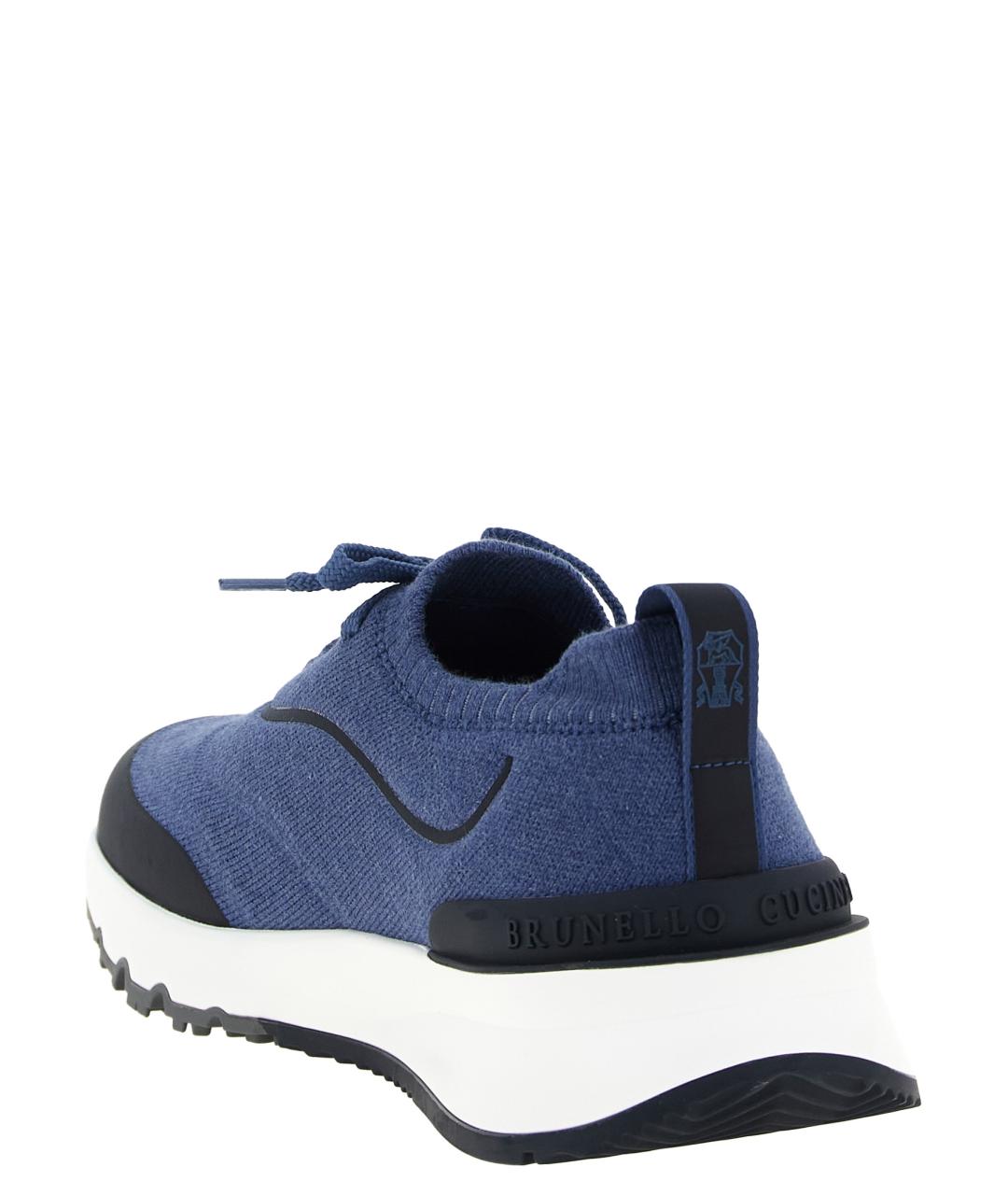 BRUNELLO CUCINELLI Синие текстильные низкие кроссовки / кеды, фото 3