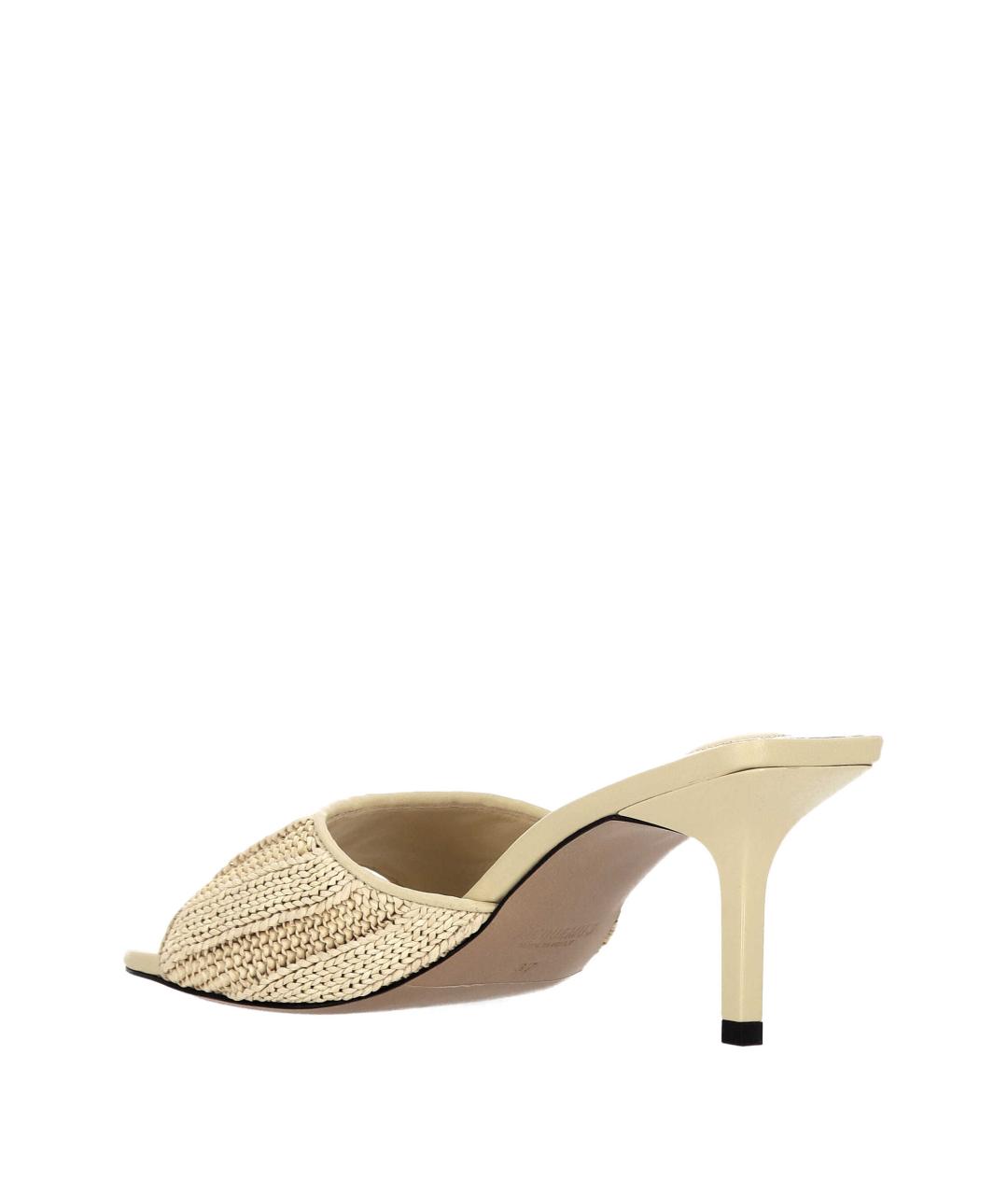 JACQUEMUS Бежевые кожаные мюли, фото 3