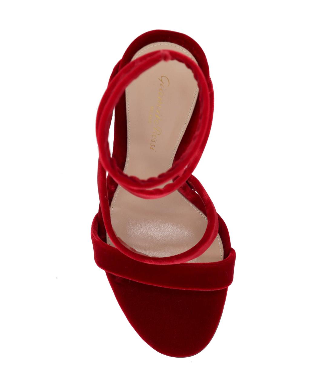 GIANVITO ROSSI Красные текстильные босоножки, фото 4