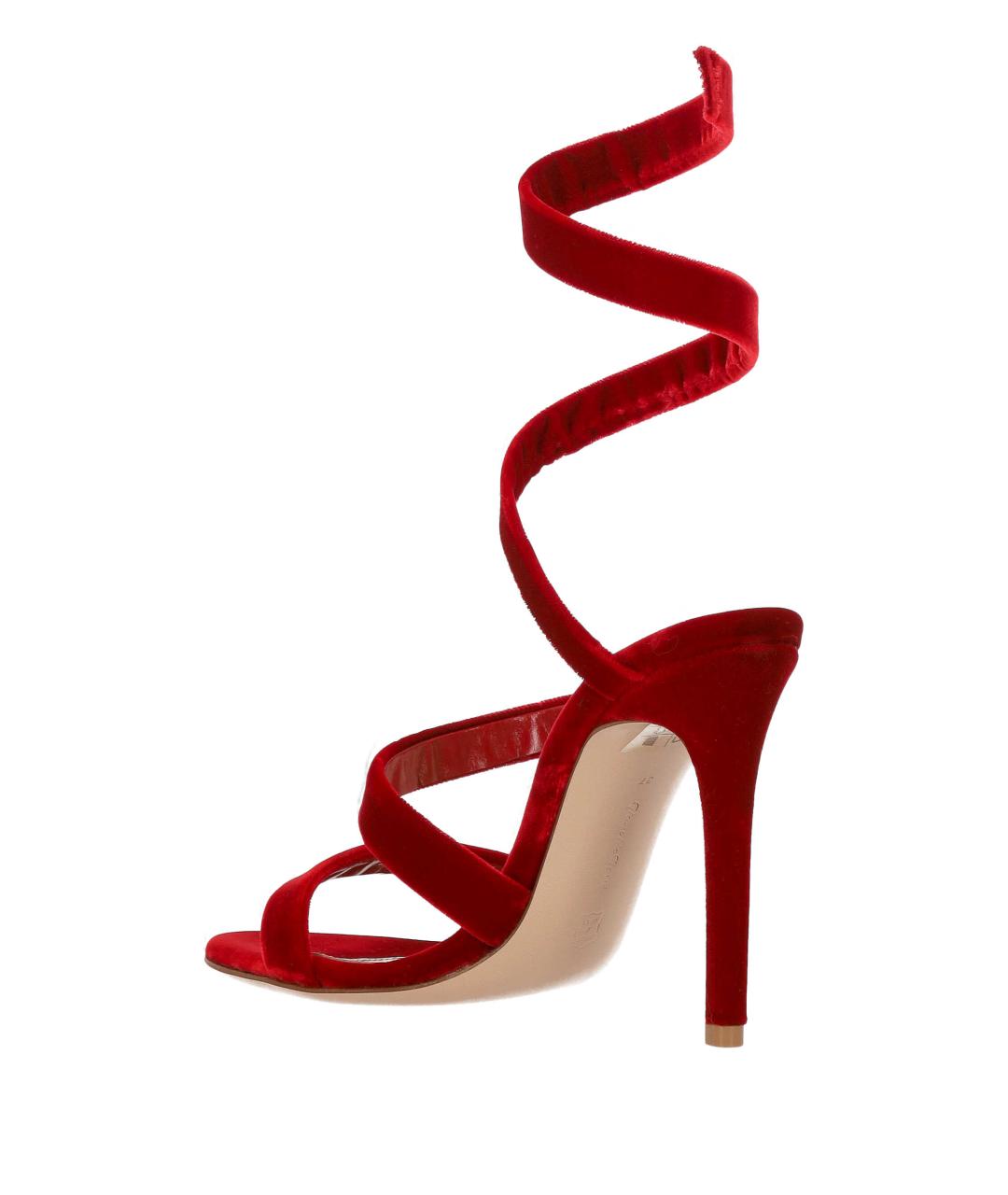 GIANVITO ROSSI Красные текстильные босоножки, фото 3