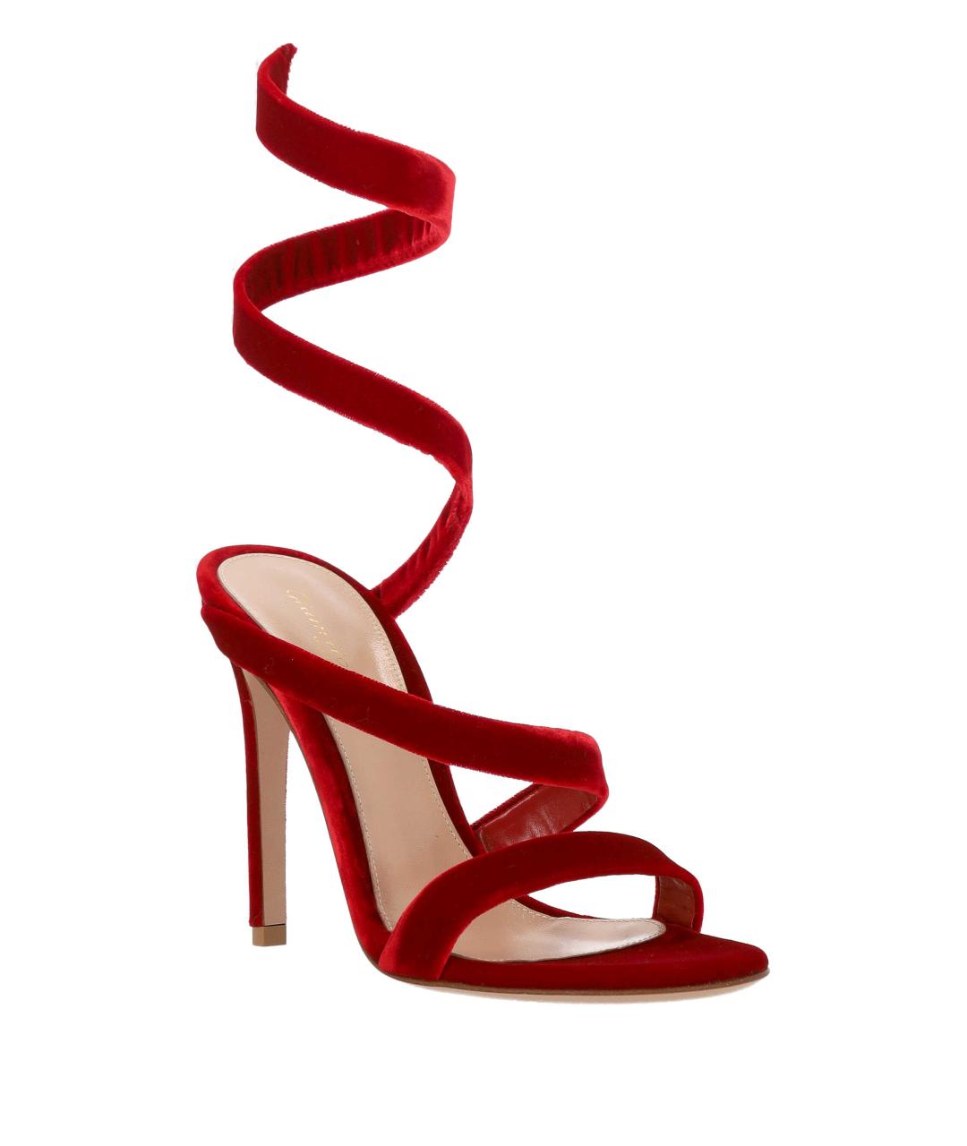 GIANVITO ROSSI Красные текстильные босоножки, фото 2