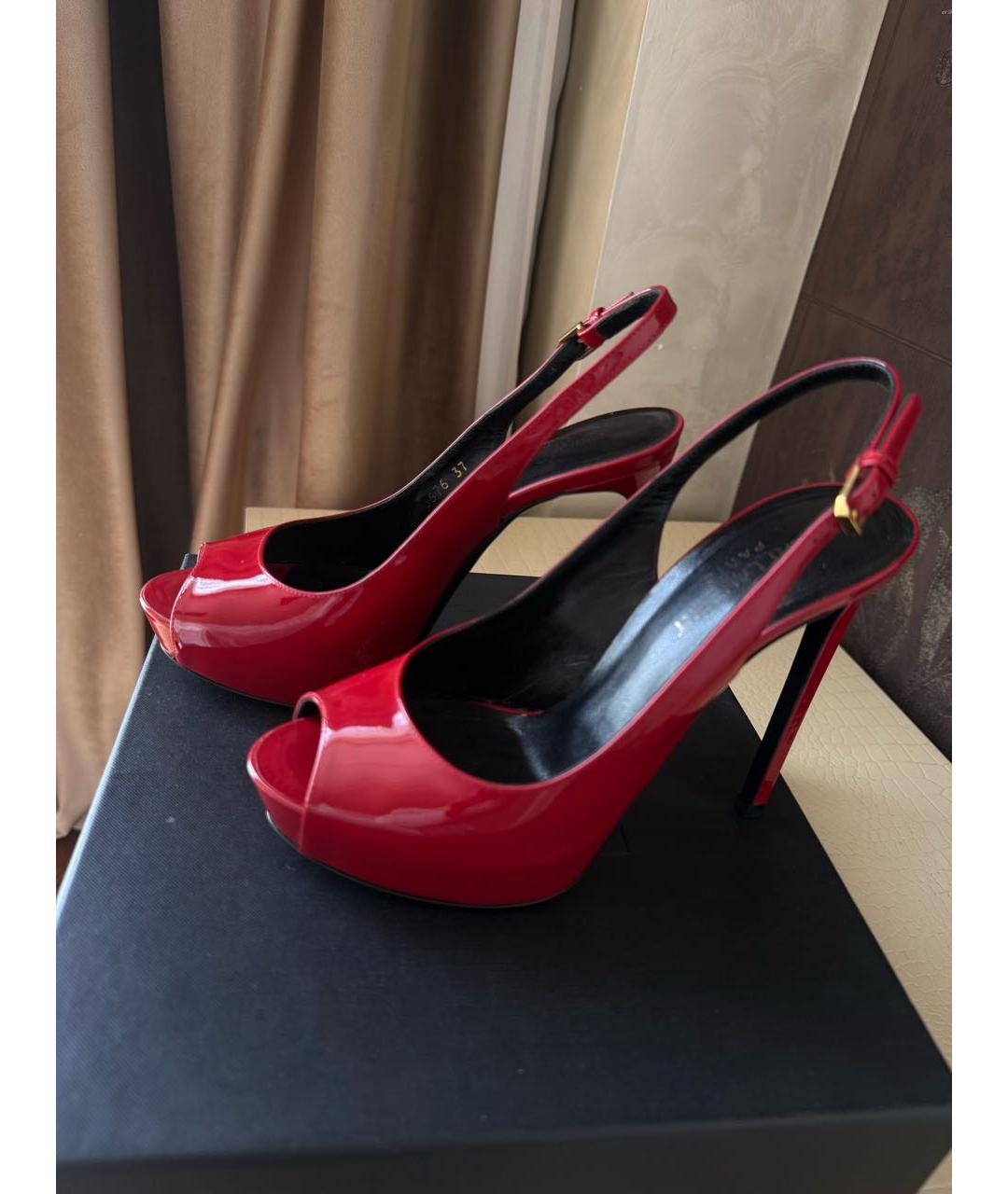 SAINT LAURENT Красные кожаные туфли, фото 5