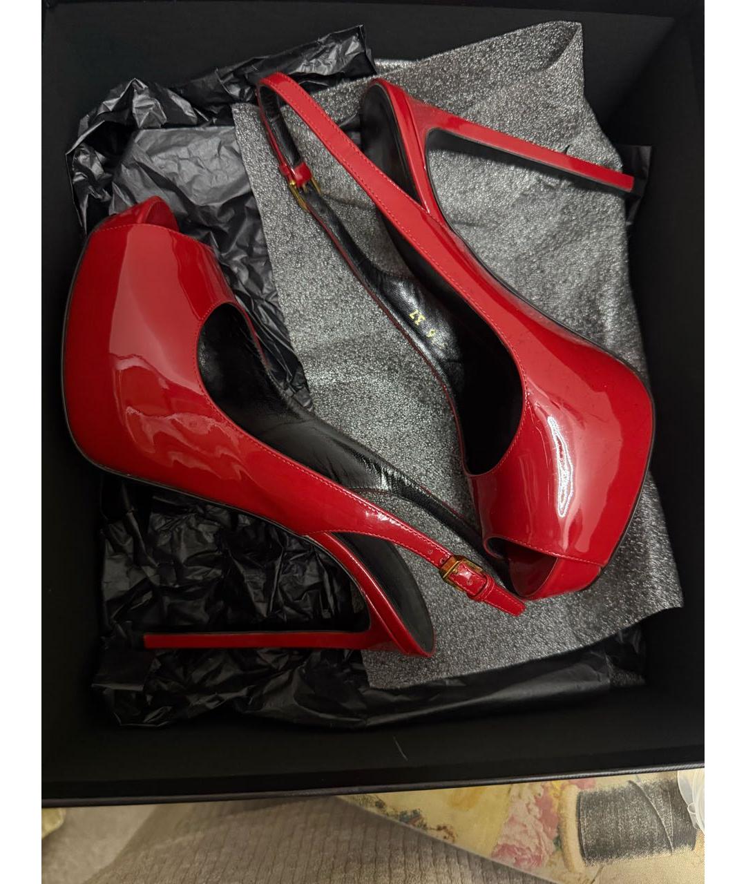 SAINT LAURENT Красные кожаные туфли, фото 3