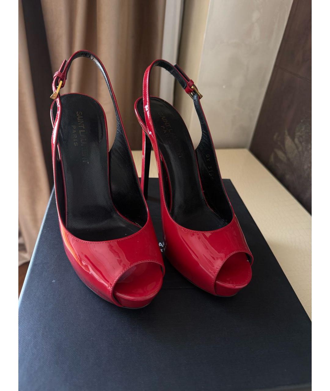 SAINT LAURENT Красные кожаные туфли, фото 2