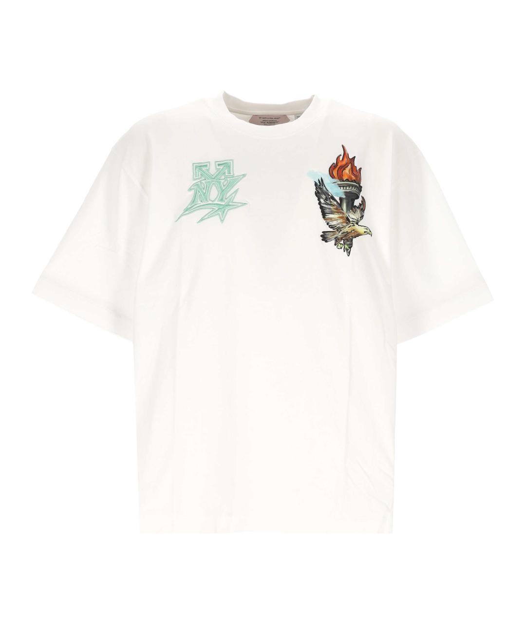 OFF-WHITE Белая хлопковая футболка, фото 1