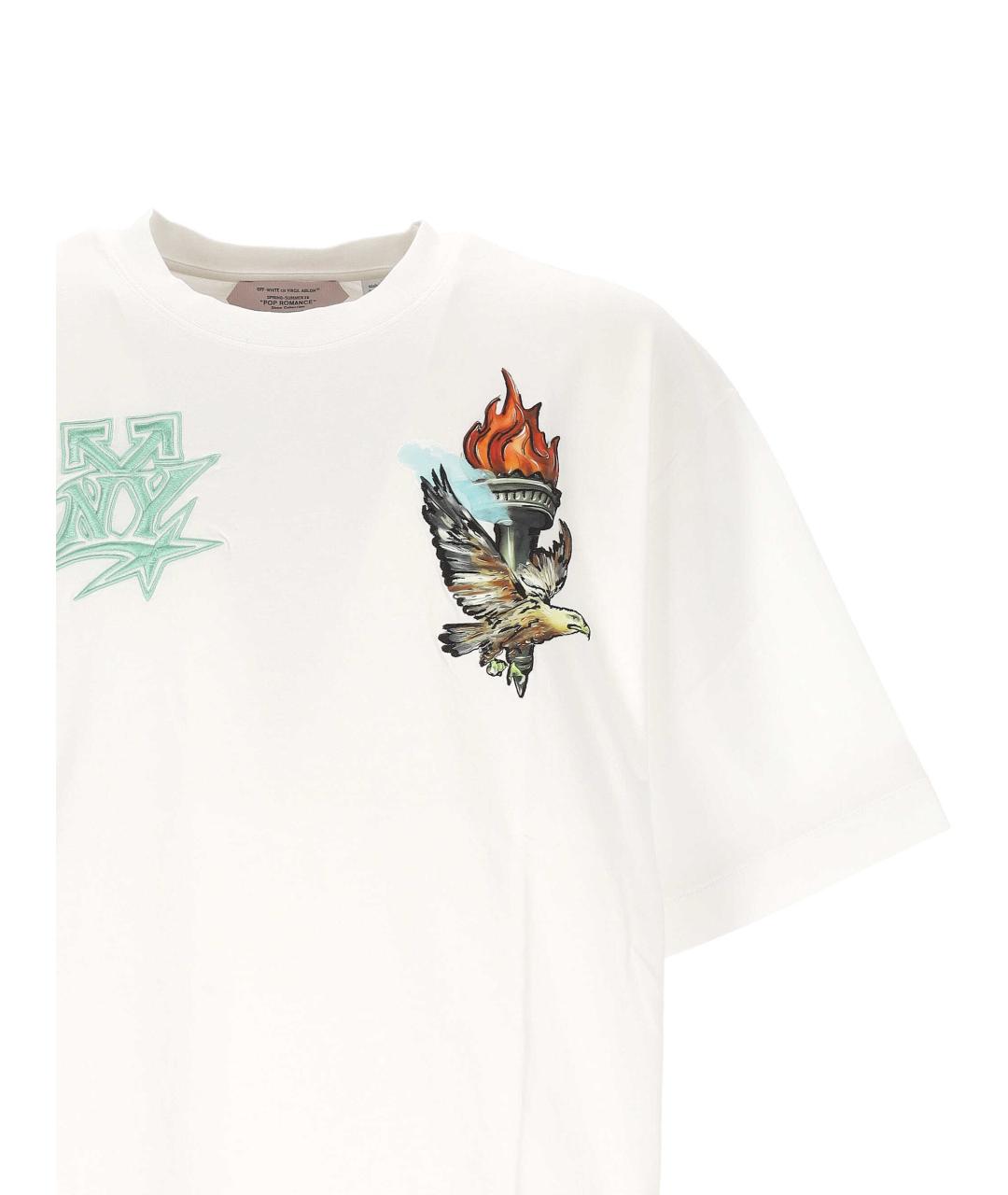 OFF-WHITE Белая хлопковая футболка, фото 2
