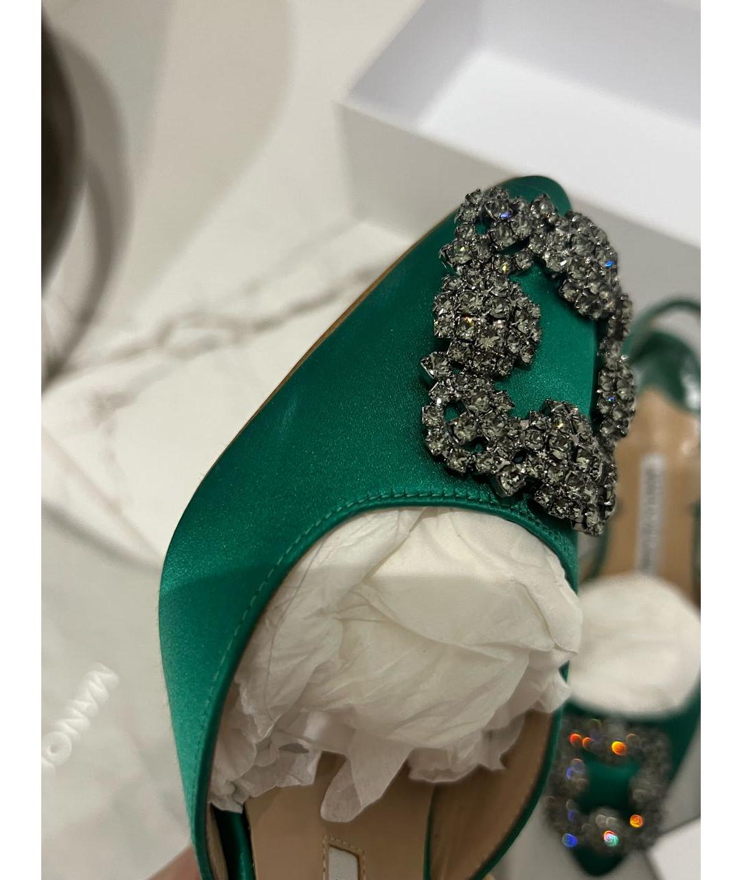 MANOLO BLAHNIK Зеленые кожаные эспадрильи, фото 7